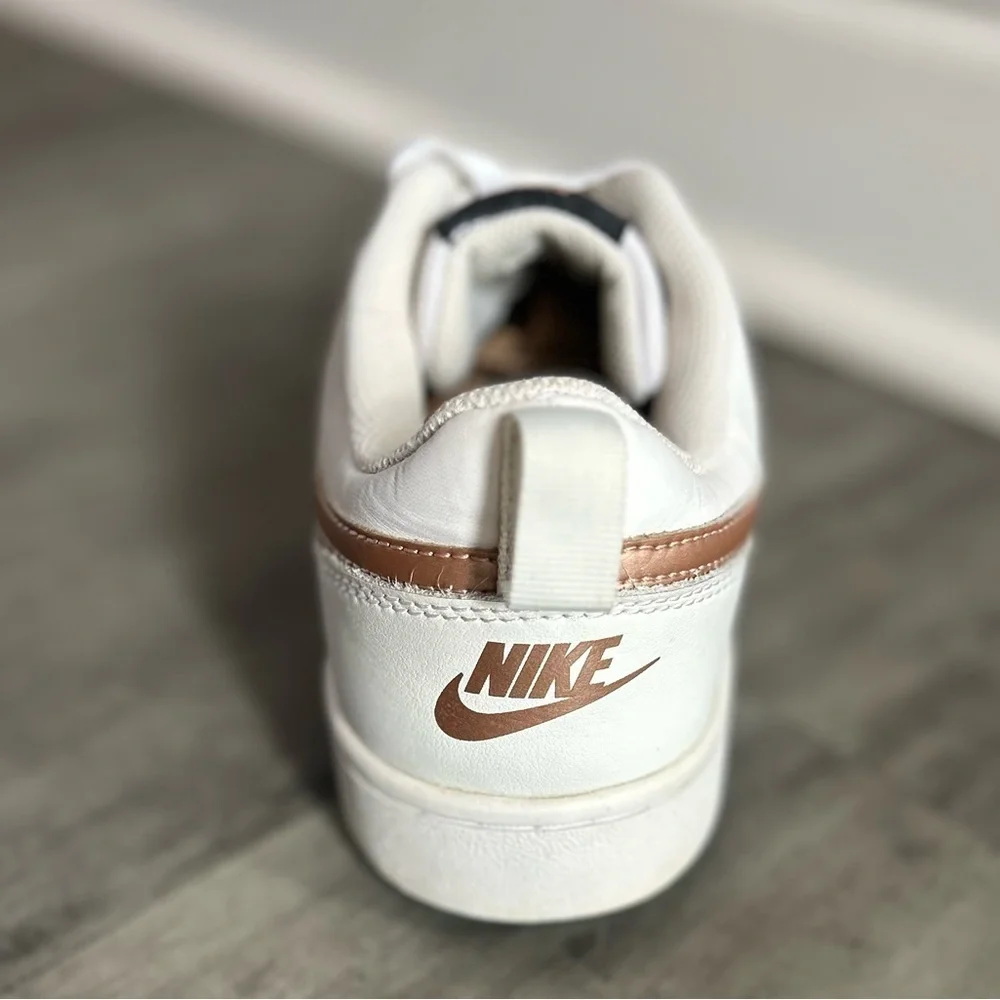 Nike Court Borough Low Sneakers White Rose Gold Swoosh Youth 7Y Womens 8.5